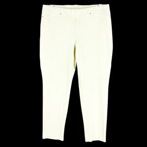 Rafaella Comfort Women's Pull-on Elastic Waist High Rise Ivory Ponte Pants Sz 36